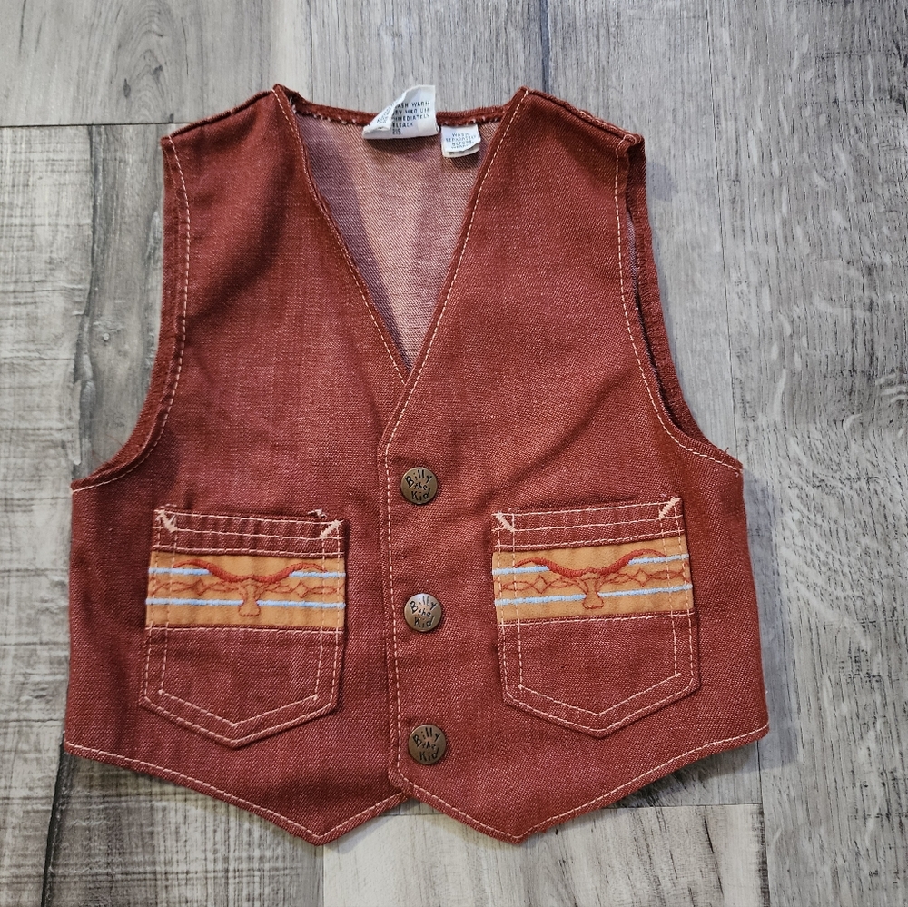 Rust Red Boys' Western Vest Vintage Billy The Kid